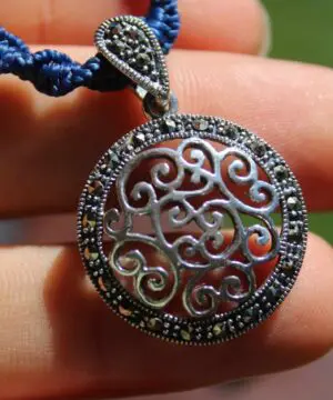 Stunning Celtic Marcasite (Pyrite) Sterling Silver Necklace, Adjustable Ancient knots,Australian made