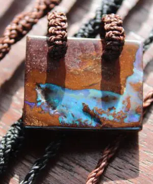 Authentic Real Rainbow Opal Necklace,Boulder Opal Pendant, Elven Elf Cosplay Macrame Talisman