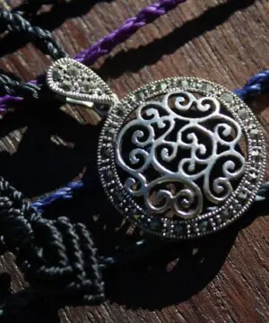 Alternative view of Celtic Marcasite Jewelry,Elven Pyrite Crystal, Macrame Pendant,Australian made