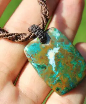 AUSTRALIAN CHRYSOCOLLA Pendant, Natural Malachite Necklace, Australian made Macrame cord,Malachite Gemstone Pendant