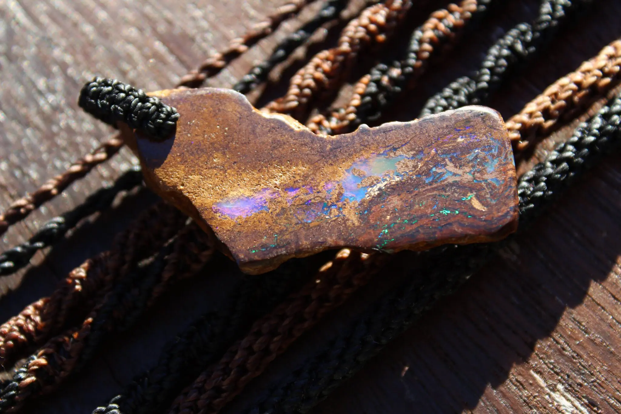 Matrix Koroit OPAL NECKLACE, Australian boulder Opal, Australian made macrame cord, reiki healing jewellery, elven unique statemen talisman - Image 8