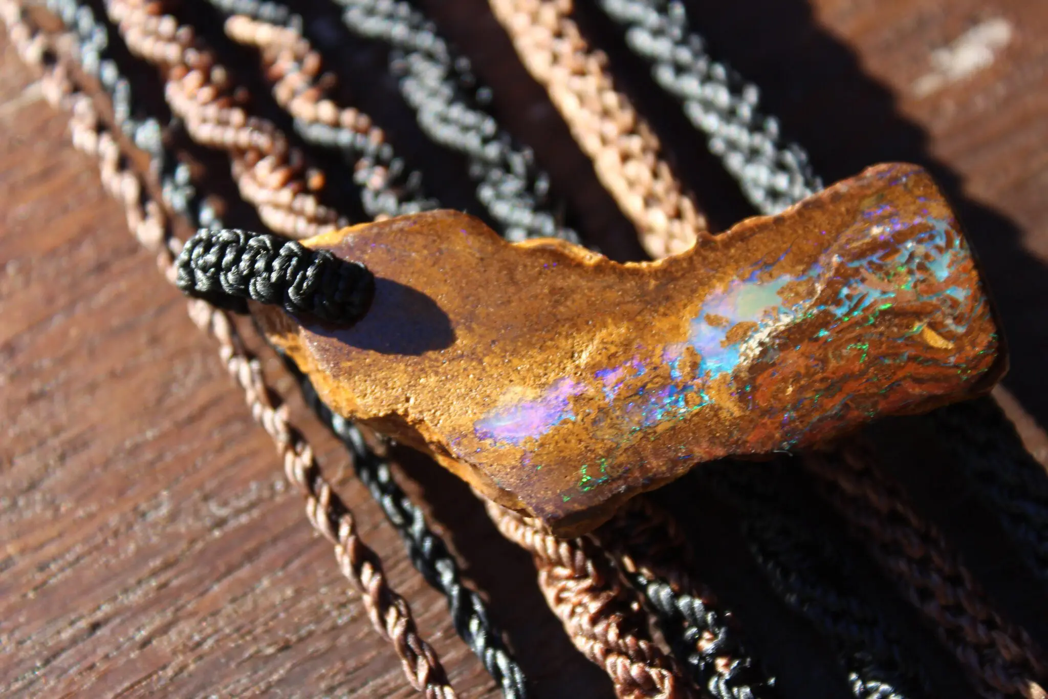 Matrix Koroit OPAL NECKLACE, Australian boulder Opal, Australian made macrame cord, reiki healing jewellery, elven unique statemen talisman - Image 7