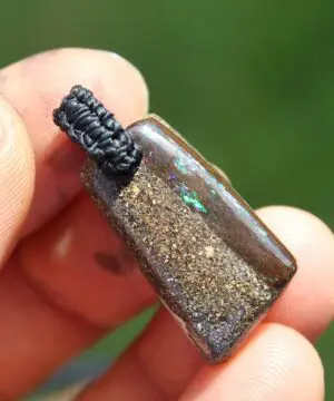 Rainbow Opal Necklace,Boulder Opal Pendant Necklace,Shibari Macrame Cord