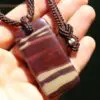 Australian Print Stone Pendant Talisman, Newsprint Jasper Necklace, Zebra stone Australian handmade tropical handwoven cord