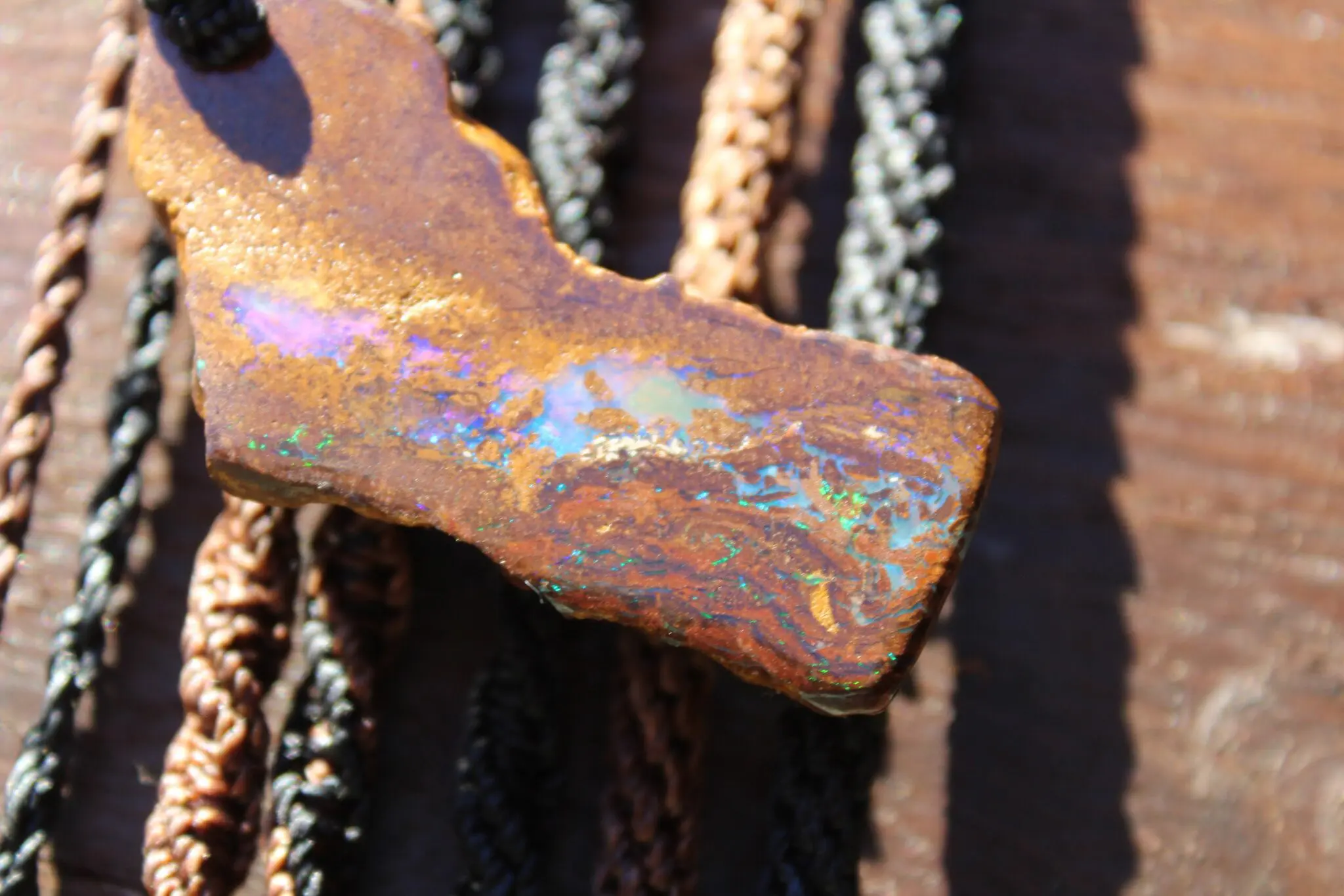 Matrix Koroit OPAL NECKLACE, Australian boulder Opal, Australian made macrame cord, reiki healing jewellery, elven unique statemen talisman - Image 6