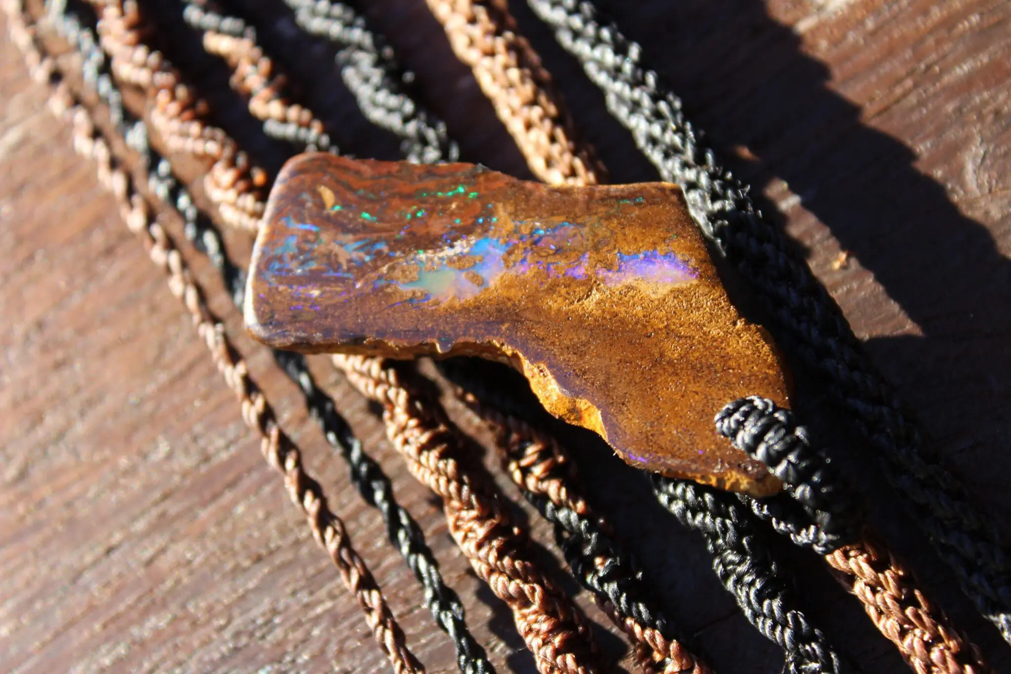 Matrix Koroit OPAL NECKLACE, Australian boulder Opal, Australian made macrame cord, reiki healing jewellery, elven unique statemen talisman - Image 4