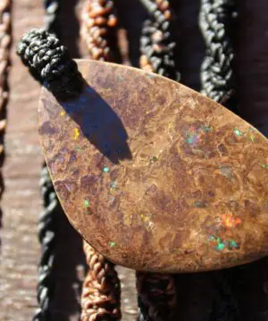Hand Polished Matrix Opal Necklace,Boulder Opal Pendant