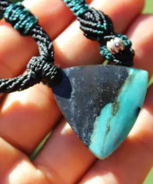 Alternative view of Green Opalized wood Talisman, Opal Necklace Elven Jewelry, OPAL Pendant,Petrified Wood,