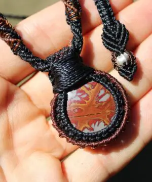 Alternative view of Australian Tribal Noreena Jasper Pendant Necklace ,Australian indigenous Colours,First Nation Collection,Australian made macrame cord