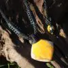Eclipse Stone Jasper Necklace, Elven Jewelry, Macrame Cord,Burning Man, Yellow stone ,beach beachy jewelry, summer necklace