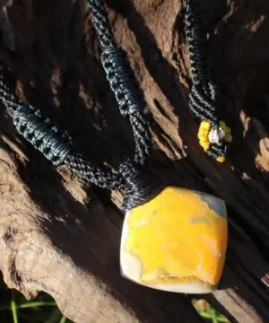 Eclipse Stone Jasper Necklace, Elven Jewelry, Macrame Cord,Burning Man, Yellow stone ,beach beachy jewelry, summer necklace