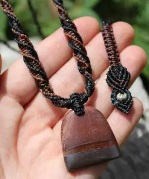 Alternative view of Marra Mamba Tigereye Necklace, Australian Tiger Eye, Australian Made Macrame Cord Jewelry, Healing Crystal, Natural stone gift for her him