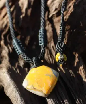Alternative view of Eclipse Stone Jasper Necklace, Elven Jewelry, Macrame Cord,Burning Man, Yellow stone ,beach beachy jewelry, summer necklace