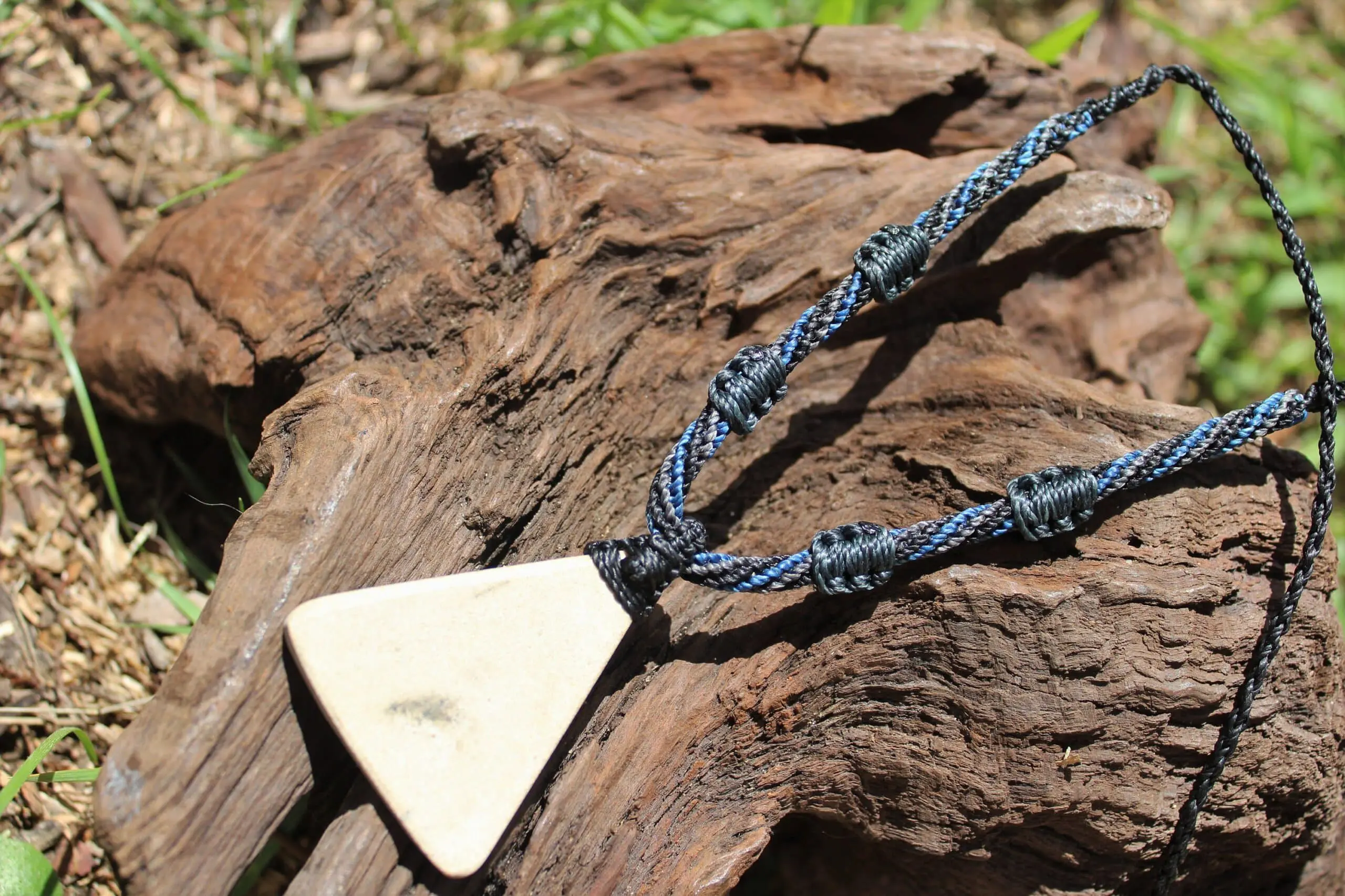 Dendritic Agate and Psilomelane Agate Tree Stone Pendant, Exquisite Handcrafted Tree of Life Necklace, Artisan Macrame Statement Jewelry - Image 9