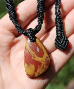 Alternative view of Australian Noreena Jasper Necklace,Aboriginal Colours Necklace,Elven Macrame Necklace,indiginous Necklace, australian made macrame cord