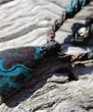 Transparent Double-sided Opalized wood Blue Opal Necklace,Green Elven Petrify wood,OPAL Pendant,Petrified Wood