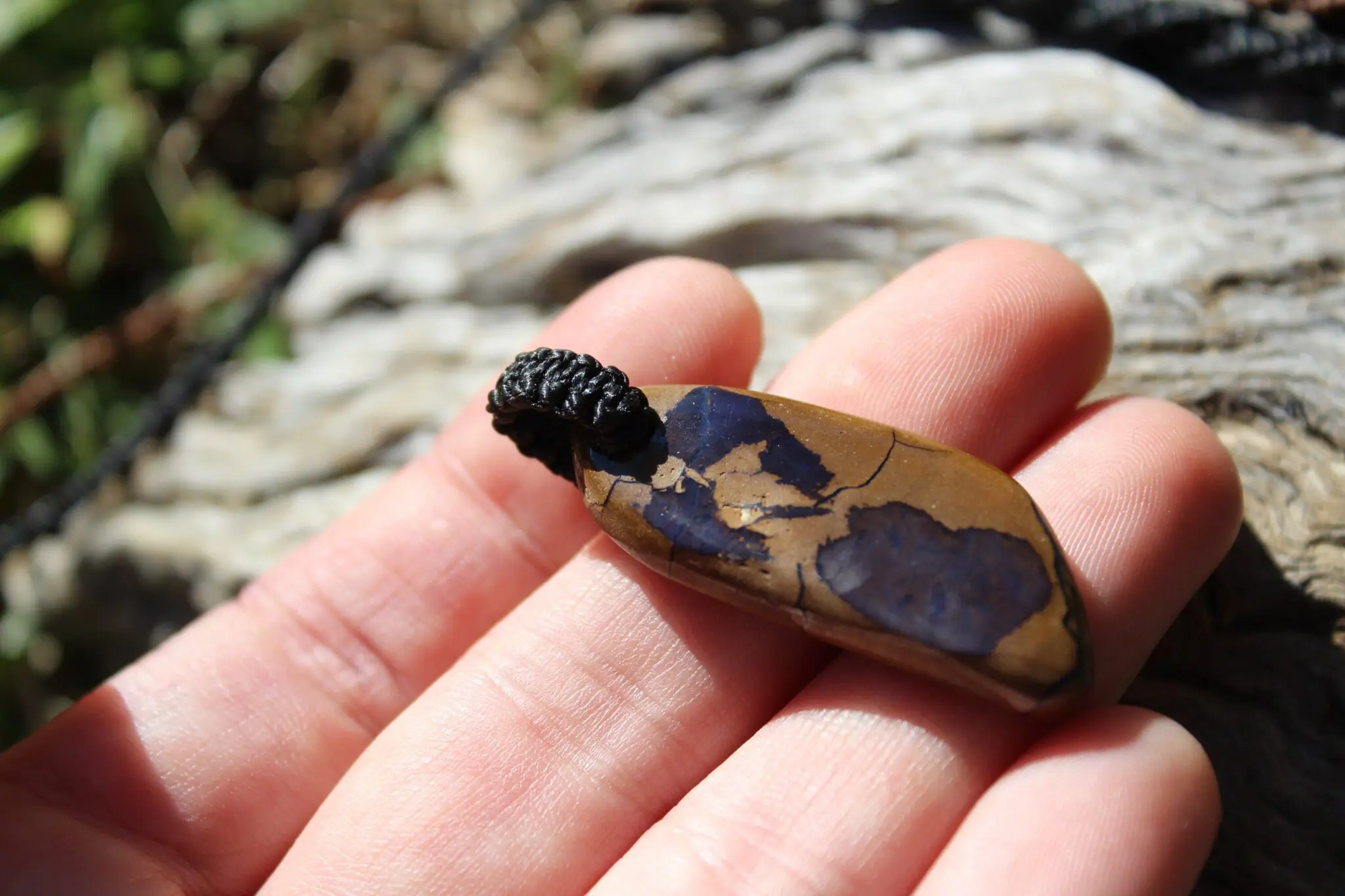 Purple OPAL NECKLACE, Matrix Boulder Opal Pendant ,Shibari Macrame Cord - Image 9