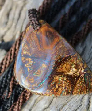 Amazing OPAL NECKLACE,Koroit Opal Pendant,elf cosplay Shibari Macrame Cord,Boulder Opal Pendant Mens Necklace,Australian Opal jewelry, elven