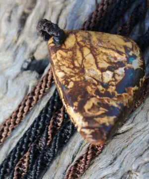 Amazing OPAL NECKLACE,Koroit Opal Pendant,elf cosplay Shibari Macrame Cord,Boulder Opal Pendant Mens Necklace,Australian Opal jewelry, elven