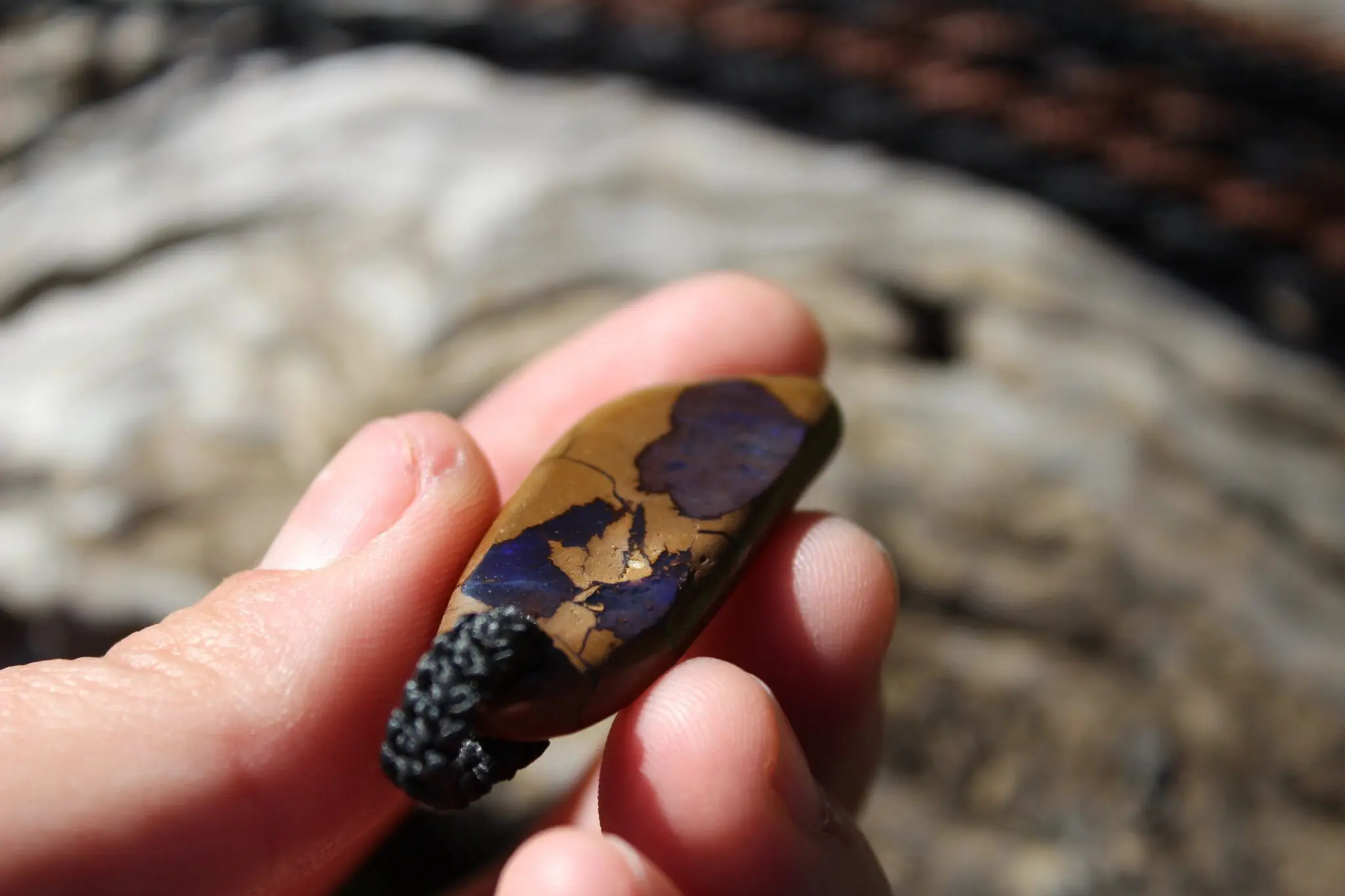 Purple OPAL NECKLACE, Matrix Boulder Opal Pendant ,Shibari Macrame Cord - Image 8