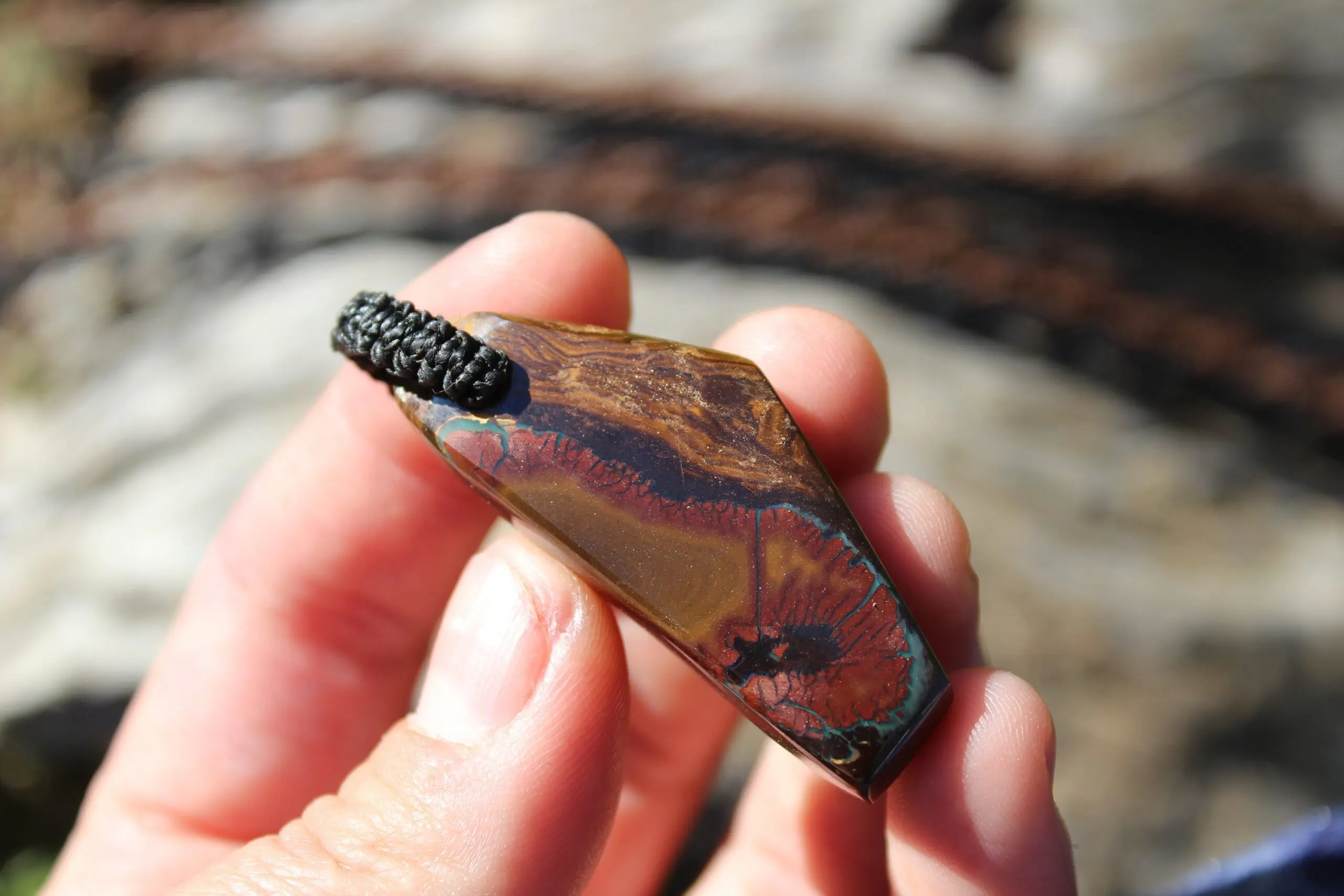 Australian Boulder Opal Necklace • Surfer Pendant • Natural Crystal Talisman • Handmade Opal Jewelry Gift