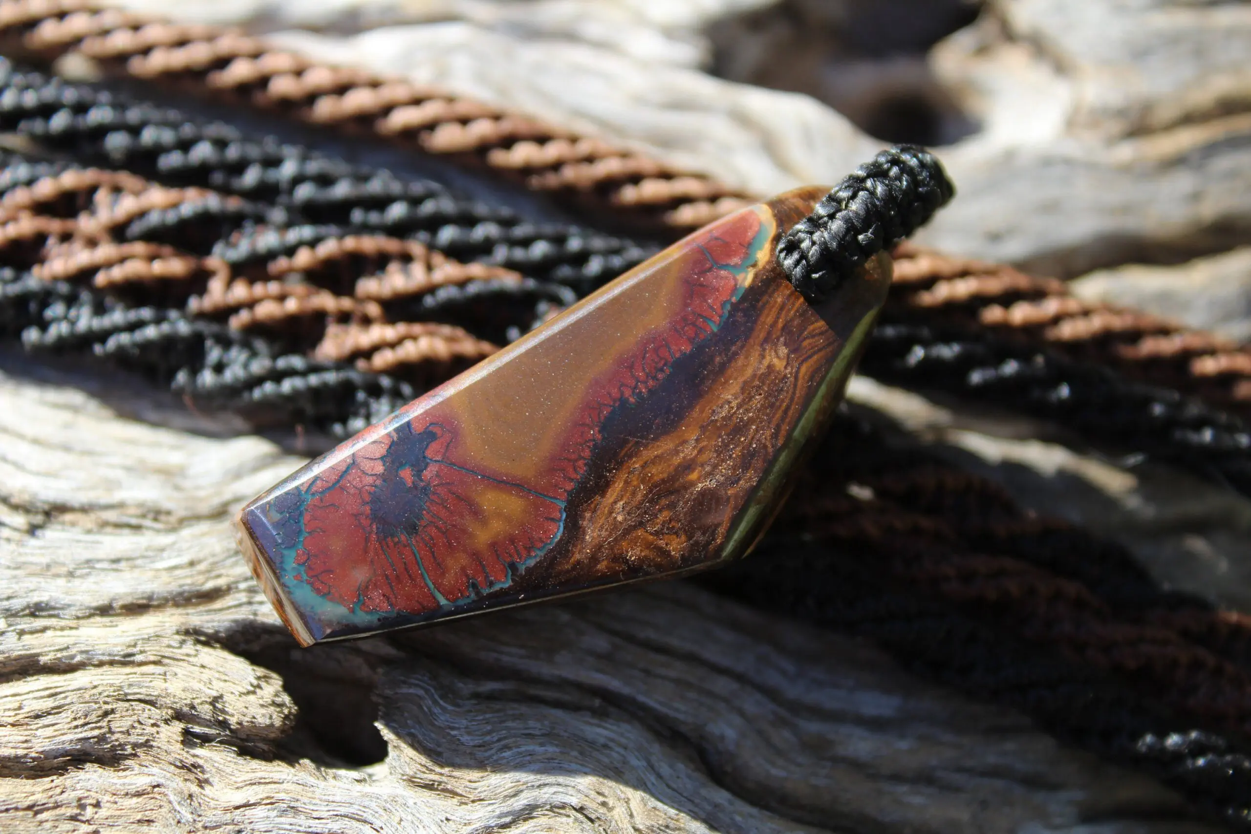 Australian Boulder Opal Necklace • Surfer Pendant • Natural Crystal Talisman • Handmade Opal Jewelry Gift