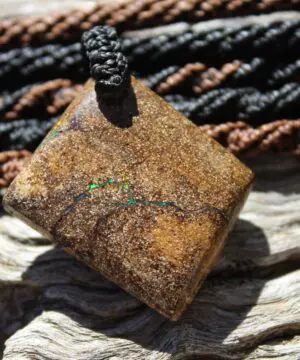 Boulder Opal Pendant. Earthy Natural Solid Opal Necklace with Macrame Cord. Custom Made Genuine Australian Opals.