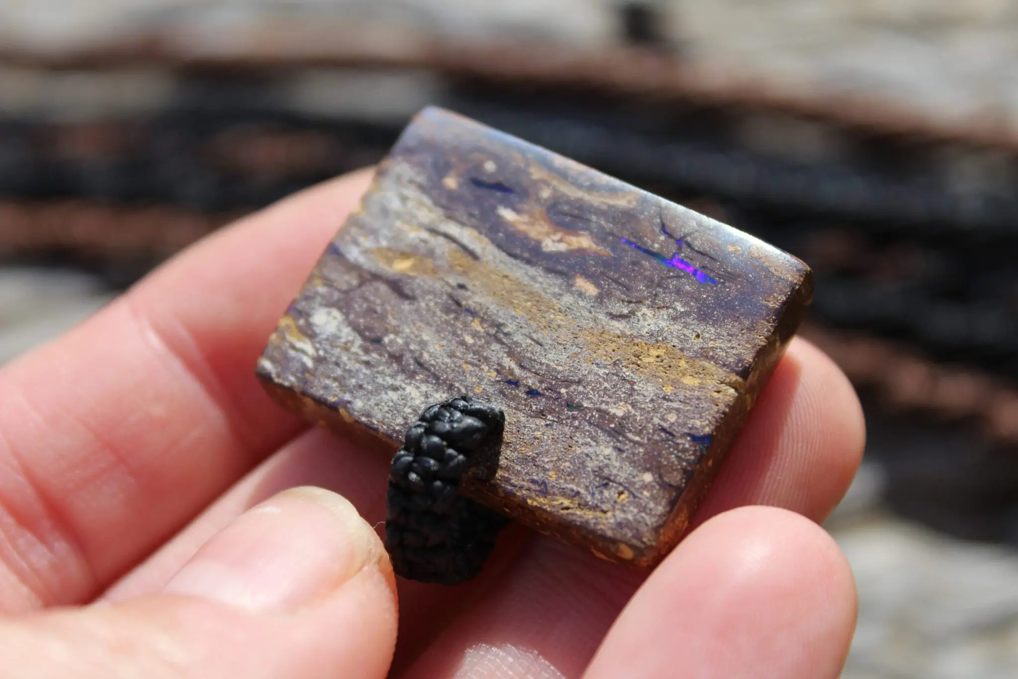 OPAL NECKLACE, Matrix Boulder Opal Pendant ,Shibari Macrame Cord, dad to be gift - Image 8