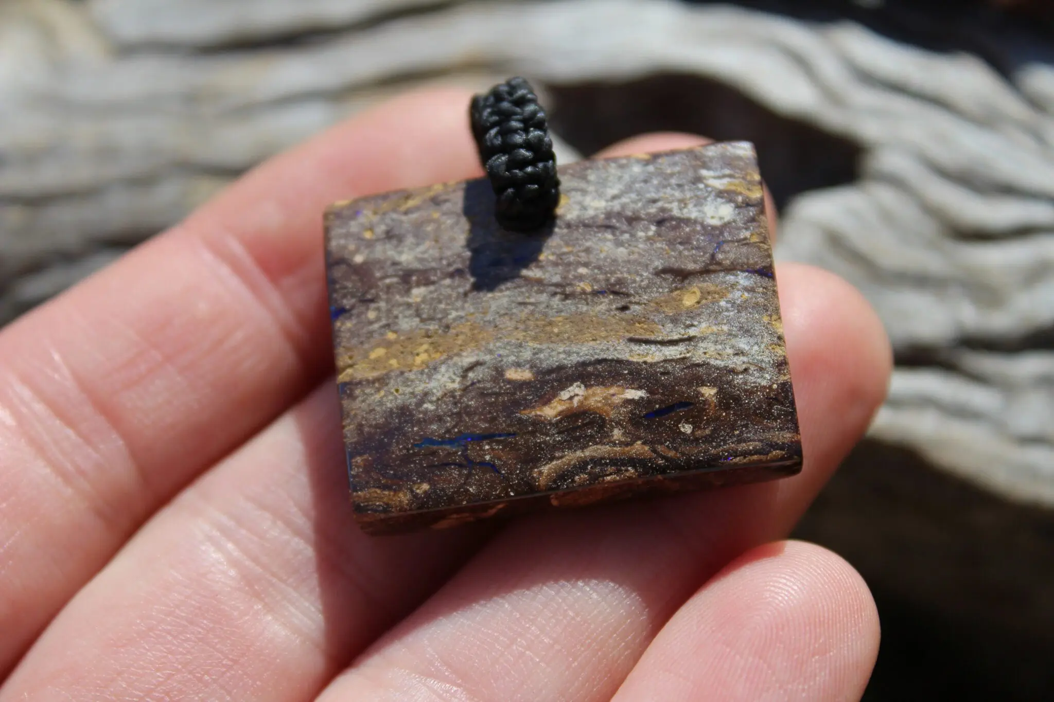 OPAL NECKLACE, Matrix Boulder Opal Pendant ,Shibari Macrame Cord, dad to be gift - Image 10