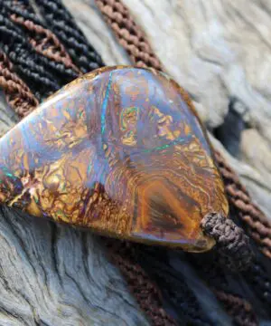 Amazing OPAL NECKLACE,Koroit Opal Pendant,elf cosplay Shibari Macrame Cord,Boulder Opal Pendant Mens Necklace,Australian Opal jewelry, elven