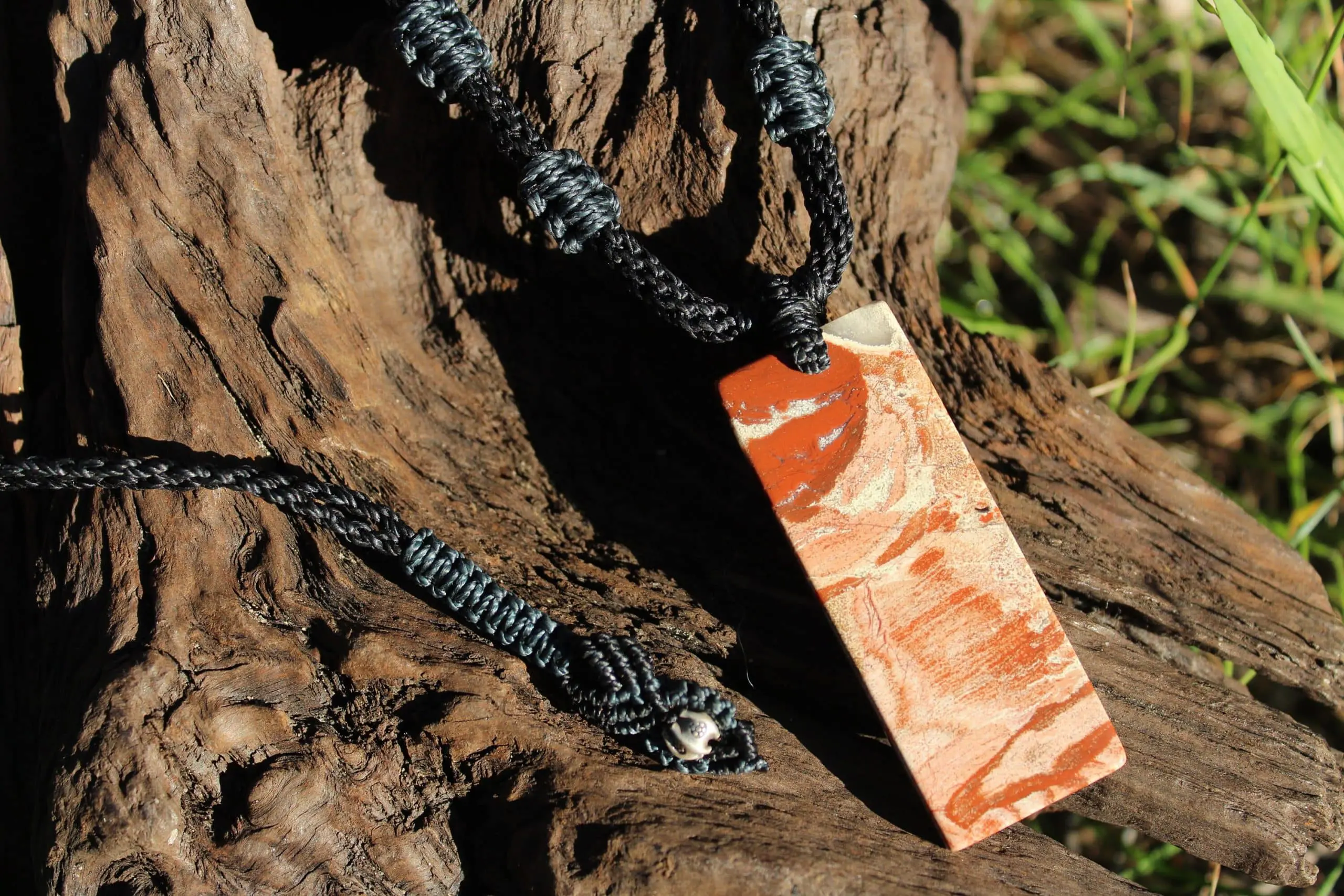 Australian snakeskin jasper pendant necklace,Australian made macrame cord elven viking celtic tribal talisman jewellery,aboriginal red stone - Image 6