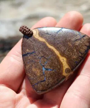 Boulder Opal Pendant. Earthy Natural Solid Opal Necklace with Macrame Cord. Custom Made Genuine Australian Opals.