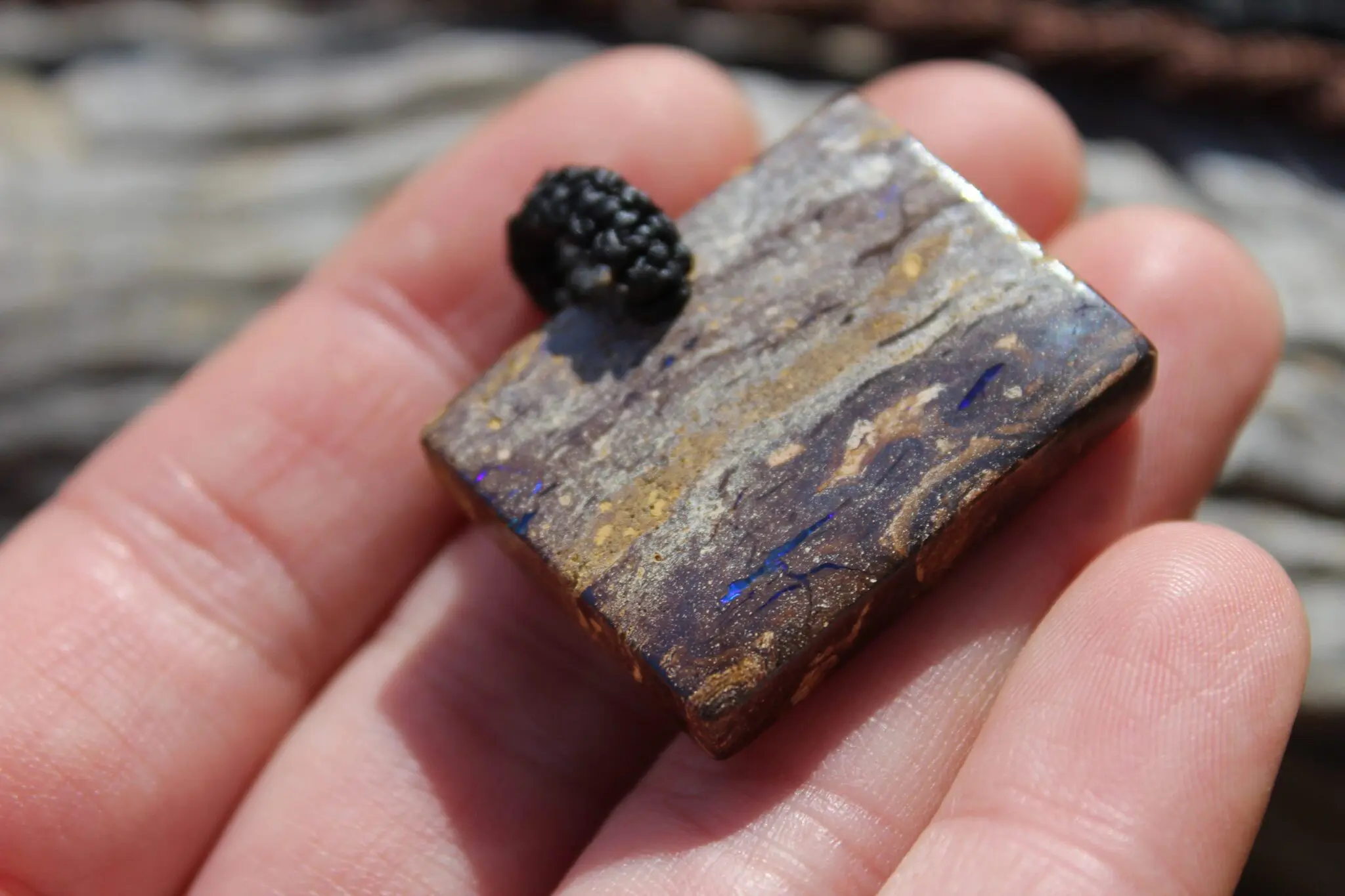 OPAL NECKLACE, Matrix Boulder Opal Pendant ,Shibari Macrame Cord, dad to be gift - Image 9