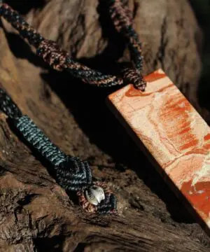 Australian Red Snake Skin Jasper Pendant. Red SnakeSkin Jasper Necklace, Necklace,Australian Made Macrame Cord, Indigenous Art Talisman