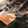 Australian Ribbon Stone Jasper Pendant,Indigenous Jasper , Australian made tribal wear macrame cord summer beach surf jewelry, brown stone
