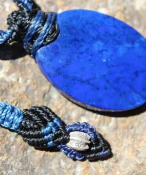 Imperial Lapis Lazuli Elven Macrame Necklace,Pyrite Pendant,Viking Celtic Necklace,Elf cosplay,Blue Stone, larp,bitcoin, btc, etherium