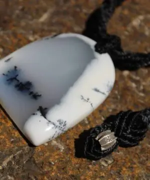 Alternative view of Merlinite Pendant,Dendritic Opal,Dendrite Opal Necklace,Agate necklace,Macrame Cord, Healing stone Jewelry,burning man