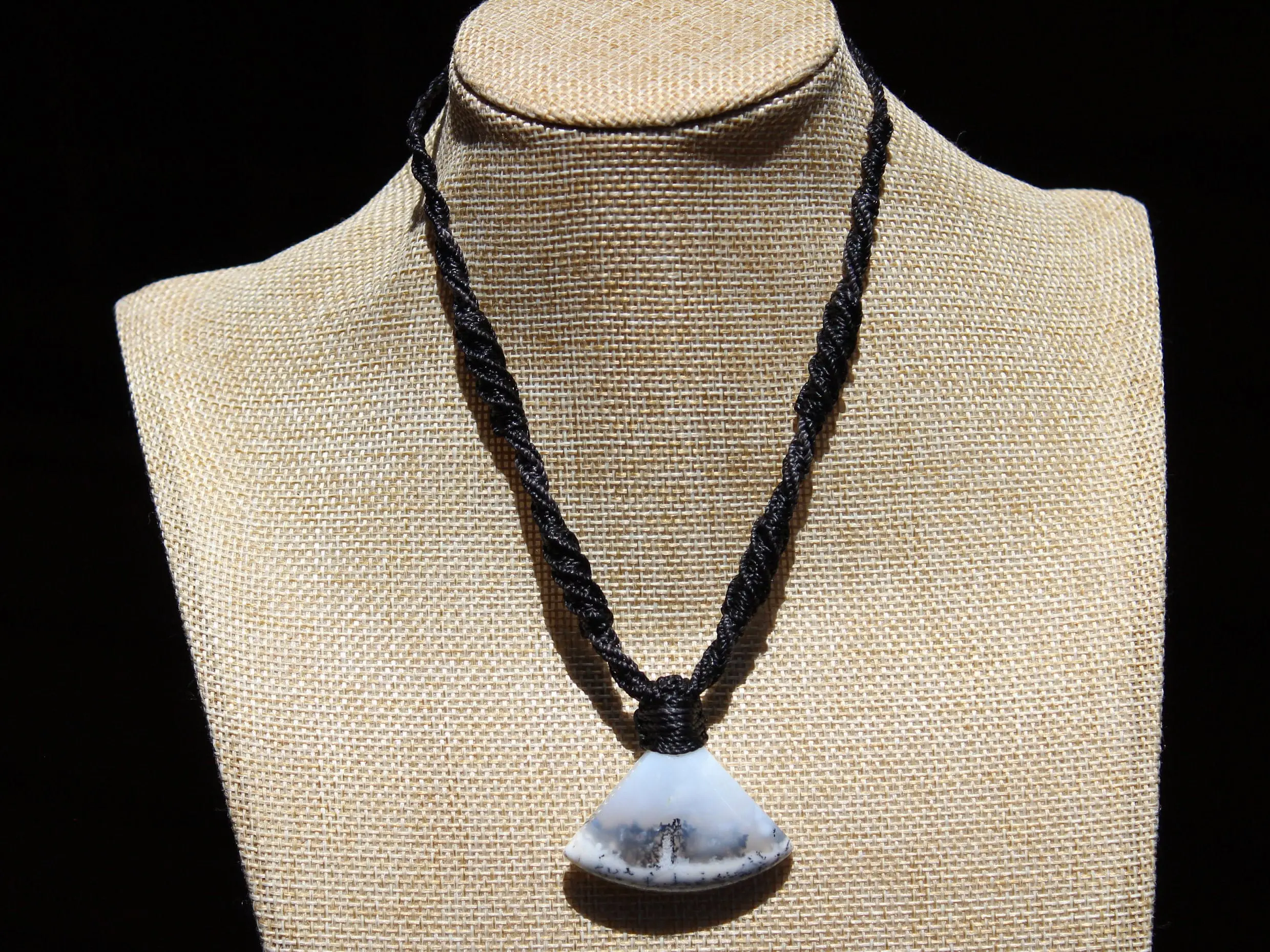Dendritic Opal,Dendrite Opal Necklace,Merlinite Pendant,Agate necklace,Australian made macrame cord Healing stone Jewelry - Image 4