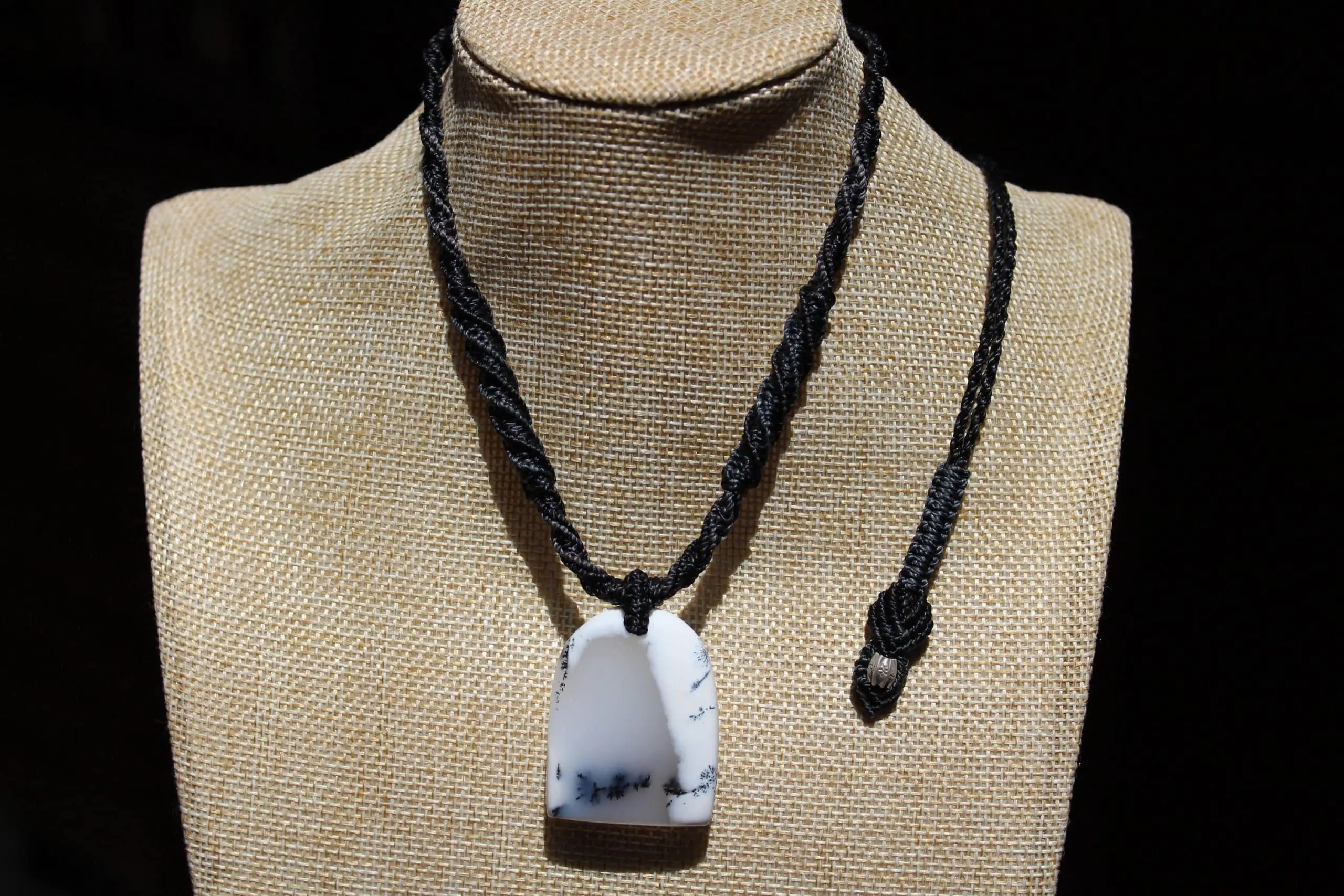 Merlinite Pendant,Dendritic Opal,Dendrite Opal Necklace,Agate necklace,Macrame Cord, Healing stone Jewelry,burning man - Image 9