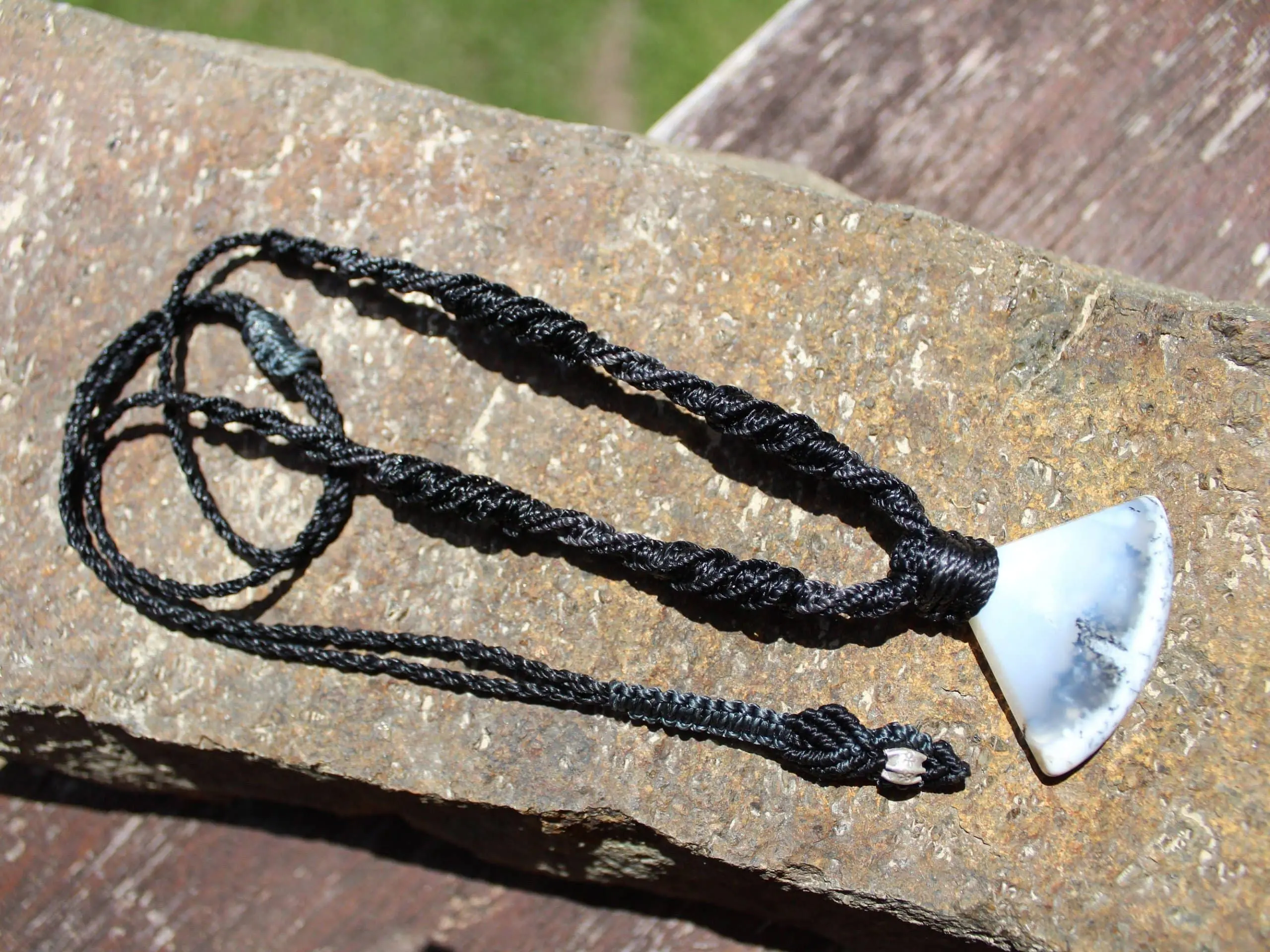 Dendritic Opal,Dendrite Opal Necklace,Merlinite Pendant,Agate necklace,Australian made macrame cord Healing stone Jewelry - Image 6