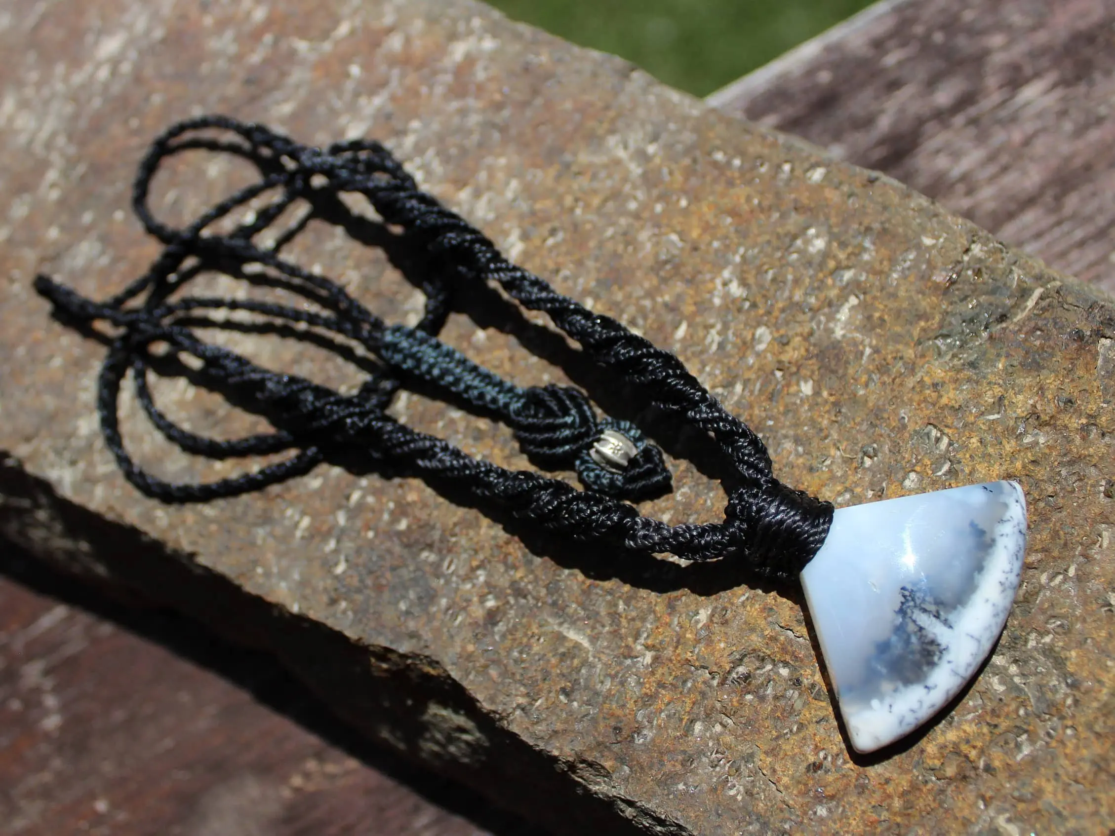 Dendritic Opal,Dendrite Opal Necklace,Merlinite Pendant,Agate necklace,Australian made macrame cord Healing stone Jewelry - Image 7