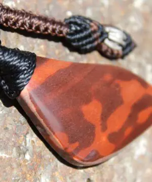 Alternative view of Australian Newsprint Jasper pendant talisman, Zebra stone necklace , Australian handmade , Australian handwoven tropical cord
