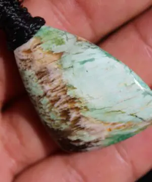 Alternative view of Elven Collawood Necklace,Tribal Pendant Necklace,Healing crystal jewelry,Petrified Wood Opal Pendant,Macrame Necklace,COLLA WOOD