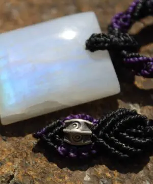 Elven RAINBOW MOONSTONE Necklace,moonstone jewelry,Puple Pendant, Macrame Cord,crystal healing, pixie clothing