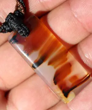 Alternative view of Montana Agate necklace, Rainbow cord. Elven jewelry, Australian Talisman, indiginous inspired