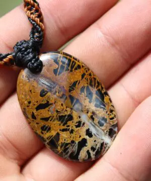 Alternative view of Australian Pilbara Jasper Pendant, Australian made tribal wear macrame cord summer beach jewelry, surfer necklace, indiginious talisman