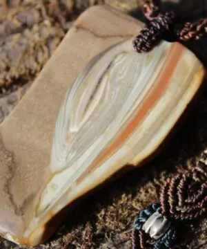 Australian Ribbon Stone Jasper Pendant,Indigenous Jasper Earthy Necklace, Macrame Cord,Brown Unique Stone, Aboriginal Outback