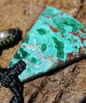 Alternative view of AUSTRALIAN CHRYSOCOLLA Pendant,Natural Malachite Necklace, Australian made Macrame cord,Malachite Gemstone Pendant, summer beach jewellery