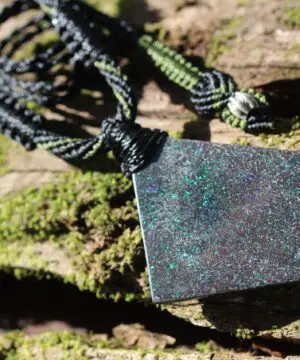 Big Australian Fairy OPAL Necklace,Opal Tribal Pendant,Burning Man Jewelry,Australian Made Macrame cord necklace,Glowing Stone Pendant