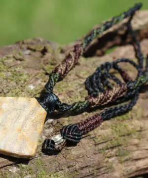 Cooktown CORAL FOSSIL crystal Necklace, Ancient Gemstone Jewelry,  Australian Tropical Wax Cord Pendant, Australian Rainforest Alchemy